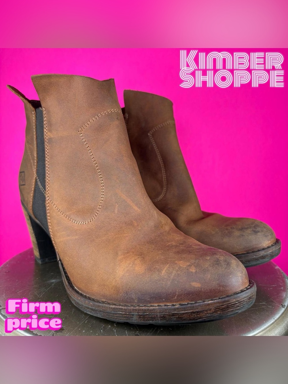 PLDM by Palladium Brown Distressed Leather Heeled Ankle Boot US 9 UK 7 EU 41